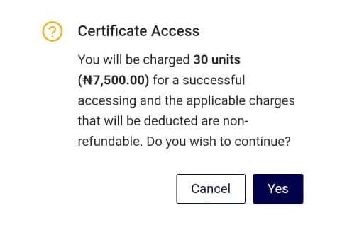 certificate access charge