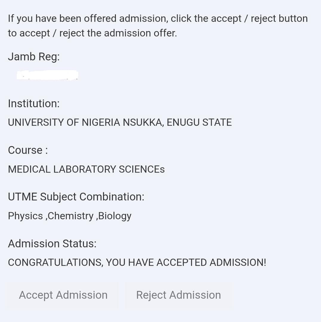 accept admission